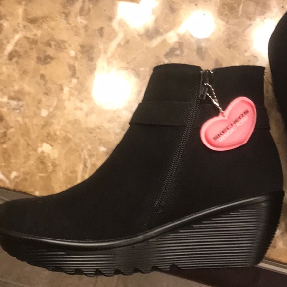 Skechers Shoes - SKECHERS Black Suede Wedges… NEW